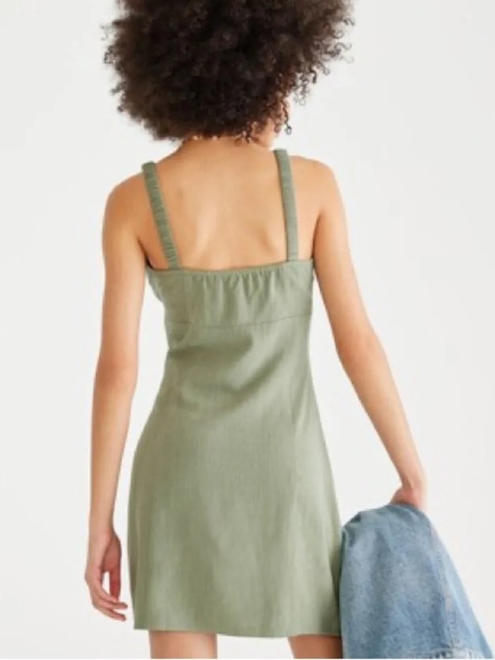 Aeropostale Linen Blend Mini Sheath Dress W/ Cinched Bodice And Tie With Cutout